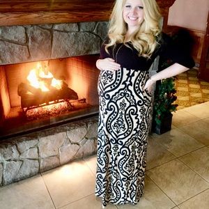 PinkBlush Long-Sleeve Maternity Maxi Dress